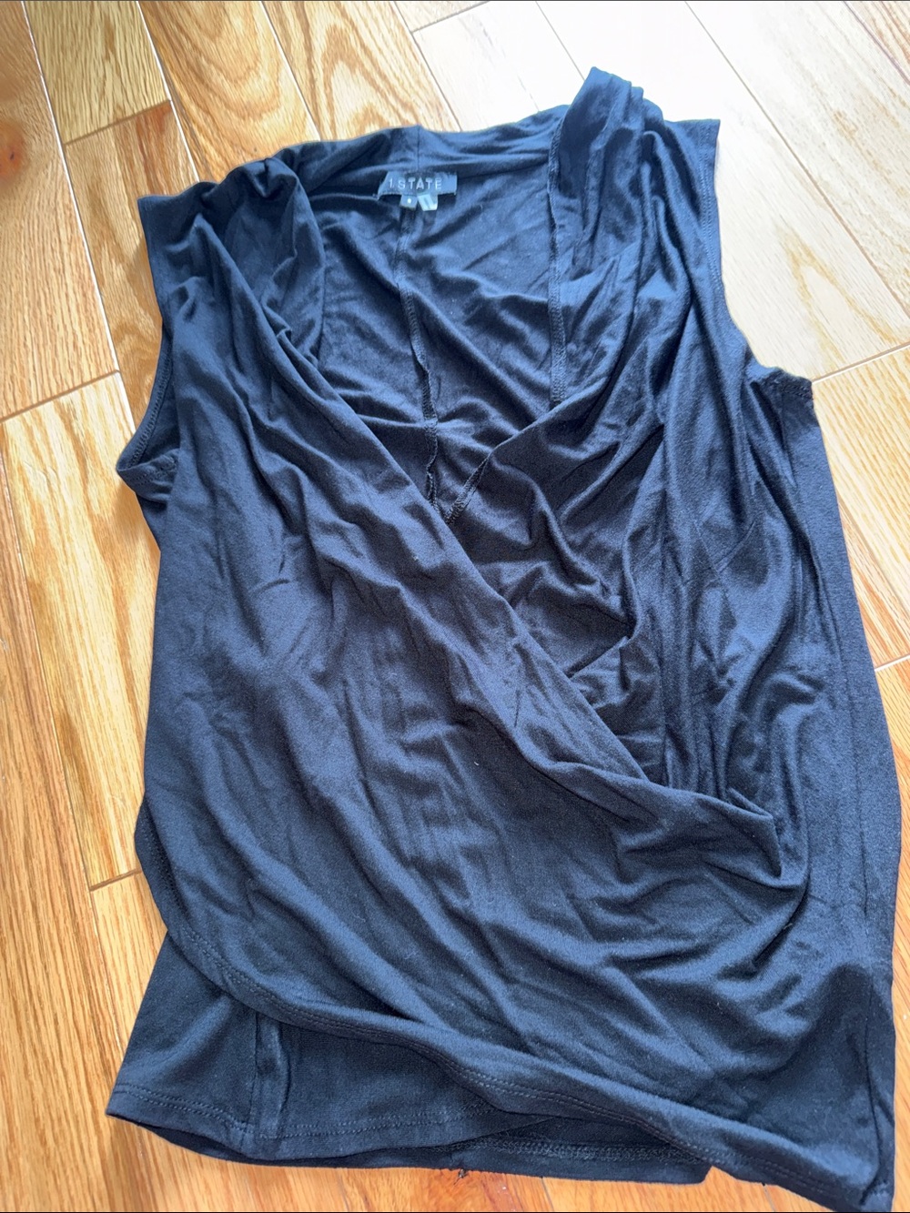 1.STATE Black Gathered-Neck Tank Top Size S